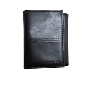 Dockers Mens Black Leather Trifold Wallet ID Window Card Slots 31DK110032